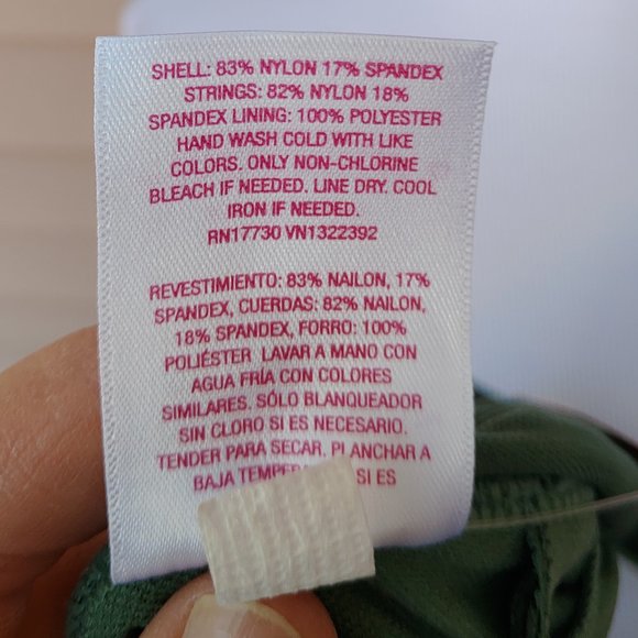 Xhilaration Green Ribbed One-Piece Swimsuit Lace-up Neckline Cheeky NWT - Picture 12 of 13